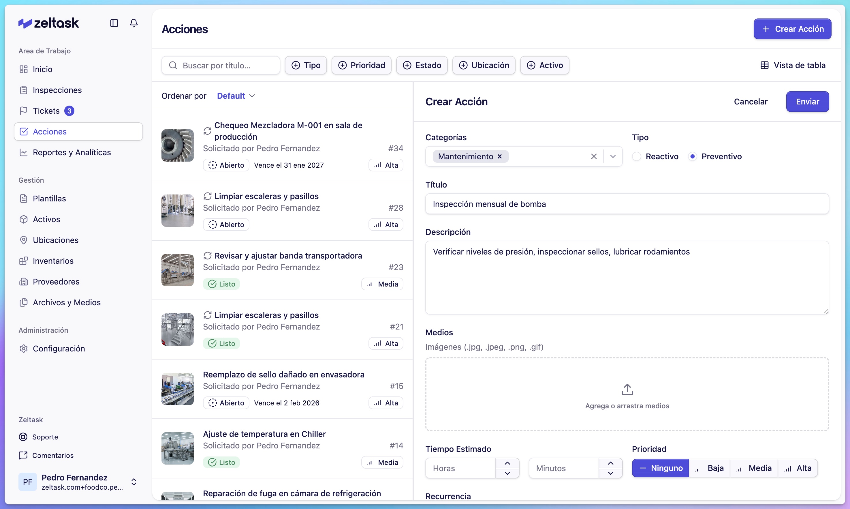 Title and Description fields completed with example text